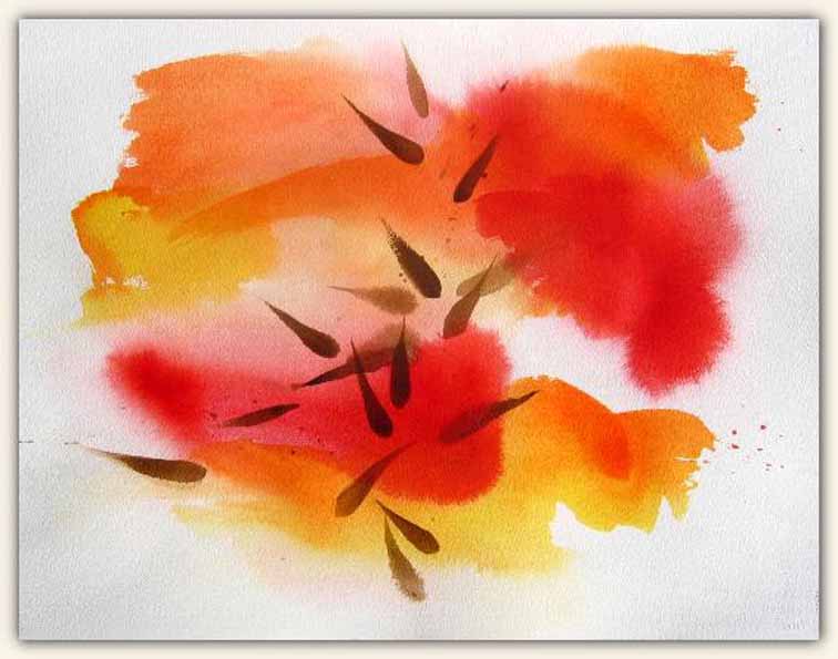 Icarus, aquarel op handgeschept papier, 2005
